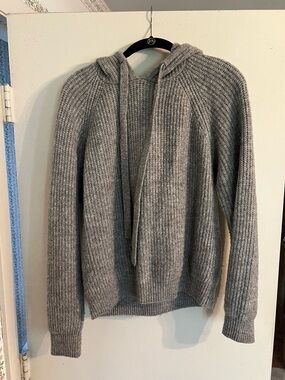 Bella Dahl Women’s Ribbed Gray Crewneck Hoodie Sweater